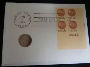 RARE 99 Company genuine 1899 Indian head penny on stamp combo cover FDC 1978 - Picture 1 of 5