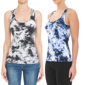 Einfarbiges Tanktop Batikmuster U-Ausschnitt Racerback 72563 - Bild 1 von 5