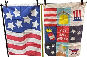 Lot of 4 July 4th Patriotic American Garden Flags/Wall Hang Stars Stripes Eagle - Picture 1 of 2