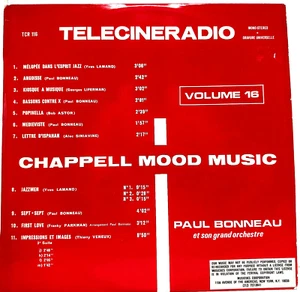 Paul Bonneau Telecineradio Volume 16 Vinyl Chappel Mood Music French Import - Imagen 1 de 4
