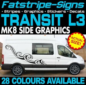 para adaptarse a FORD TRANSIT MK8 L3 LWB PEGATINAS GRÁFICAS RAYAS CALCOMANÍAS CÁMPER FURGONETA ST - Imagen 1 de 2