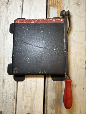 Antique Chandler Paper Cutter 6" x 7" All Steel Metal Cutter/ Trimmer  Vintage - Image 1 of 4