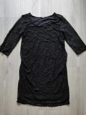 Evie Maternity Soft Stretchy Black Lace Jersey Occasion Dress 14 - Image 1 of 4