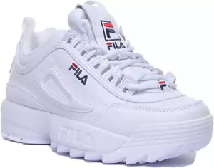 FILA Disrupter 2 Prm a-Lace Dar Cuerda Suela Gruesa Mujer Trainer En Blanco UK 3 - Imagen 1 de 6