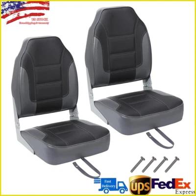 2-Pack Boat Seats High Back Fold-Down Fishing Boat Chair Sponge Padding Seats US - Image 1 of 4