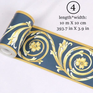 10M Floral Wallpaper Wall Sticker Skirting Border Self Adhesive Home Decor Craft - Picture 1 of 27