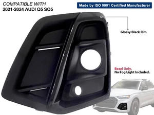 Fits Fog Lamp Bezel With Glossy Black Rim 2021-2024 Audi Q5 SQ5 Driver Left Side - Picture 1 of 12