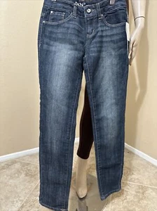 Girl’s Blue Denim Cotton Casual Slim Vintage Pockets Button Zipper Size 12 Pants - Picture 1 of 13