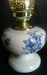 Vintage Boudoir Vanity Lamp Corded White Porcelain Blue Flowers 9.5"H NO SHADE - Picture 1 of 7