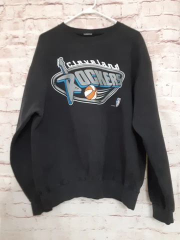 Vintage WNBA Cleveland Rockers Basketball Logo Black RARE Sweatshirt Cover