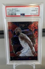 2022-23 Panini Select #26 Lebron James Red Disco /49 GEM MT PSA 10 LA Lakers