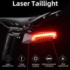 Bike Rear Taillight Laser Lamp Bicycle Turn Turn Signal Warning Light Blinker - Picture 1 of 12