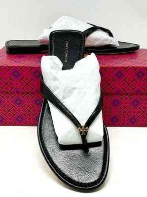 Sandalias Tory Burch Capri Medallion Perfectas Cuero Negro Chanclas Talla 9 Nuevas en Caja Foto 1 de 4