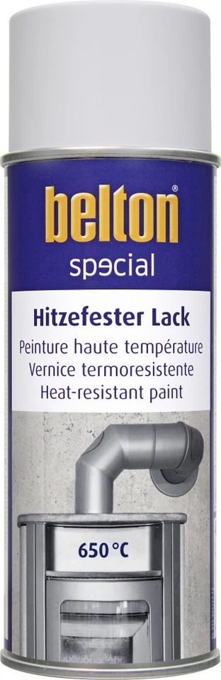 €18,75L    4  x 400 ml  Belton Spezial Hitzefester Lack bis 650°C  Spray weiß - Bild 1 von 1