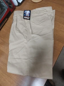 BIKE Athletic Pants Beige Coaches Slacks Sz L Waist 36-38 UNHEMMED Vtg NOS - Picture 1 of 5