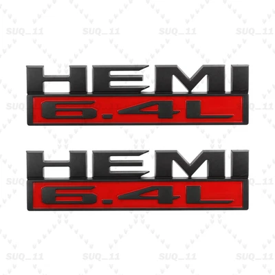 2X 6.4L Hemi Emblem Badge For 2019-2024 Ram 2500 3500 68358557AA Black Nameplate Foto 1 de 4