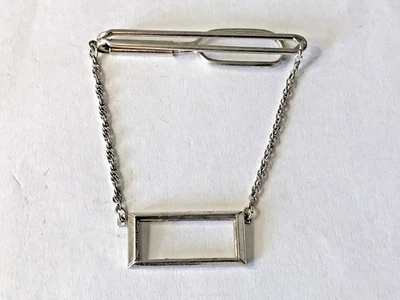 Vintage Sterling Silver SWANK Pendant Initial holder Tie Bar Clip 8.45grams - Image 1 of 4