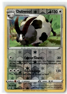 2020 Sword & Shield Dubwool #154 Stage 1/Uncommon Reverse Holo - Image 1 of 2