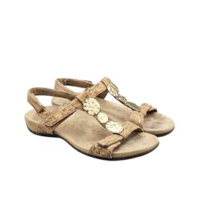 VIONIC Womens Size 7 US Farra Gold & Beige Adjustable Strappy Wedge Sandals READ - Picture 1 of 8