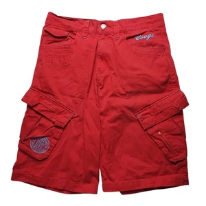 COOGI Australia Mens Red Cargo Shorts Size 32 Embroidered Pockets Baggy Y2K - Picture 1 of 16