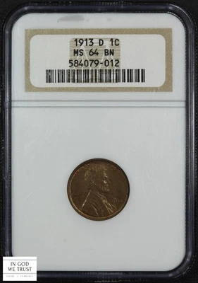 1913 D Lincoln Wheat Copper Cent 1C NGC MS 64 BN - Image 1 of 4