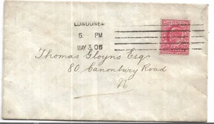 KÖNIG EDWARD VII 1d ROT 1906 BRIEF MIT LONDON MASCHINENSTEMPEL REF 6434 - Bild 1 von 1