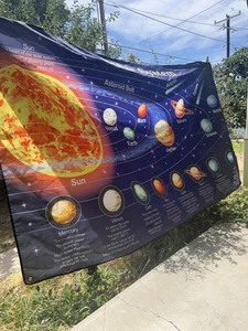 Sonnensystem Planeten pädagogisches Banner Wissenschaft Tabelle Kinderzimmer Dekor 32x79 Zoll - Bild 1 von 15