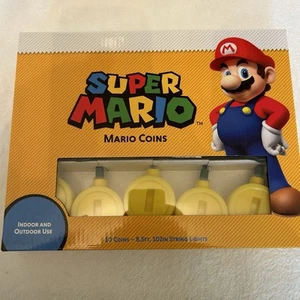 Super Mario Bros Gold Coin String Lights Holiday Indoor Outdoor Use - 8.5 Feet - Picture 1 of 2