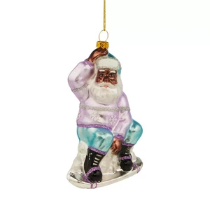 Neu Bloomingdale's Glas Snowboard Santa Ornament exklusiver Weihnachtsschmuck - Bild 1 von 10