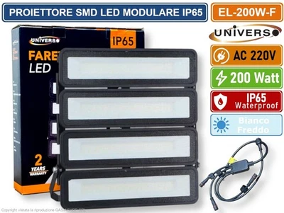 UNIVERSO PROIETTORE SMD LED MODULARE MONOCOLORE 200W DA ESTERNO IP65 6000K. - Immagine 1 di 4