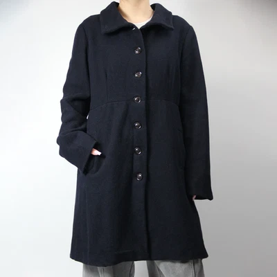 Max Mara Navy Blue Wool Button down Collared Coat Jacket Size US12 L IT46 UK14 - Image 1 of 4
