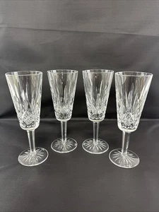 4 Post 2000 Waterford Crystal Lismore Fluted Champagne Stem Glasses 7 1/4” - Picture 1 of 18