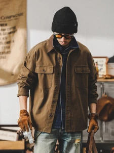 Vintage Cargo Shirt Men Long Sleeve Loose Hunting Jacket Men Coat - Imagen 1 de 17
