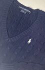 Vintage Y2k Women?S Ralph Lauren Sport Polo Blue Cable Knit Sweater Size M