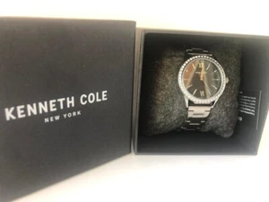 Kenneth Cole Women's Stainless Steel Black Dial Crystal Accented Analog Watch - Picture 1 of 2