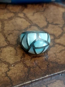 Beautifl Sterling Silver Inlay Mother of Pearl Dome Ring - Picture 1 of 11