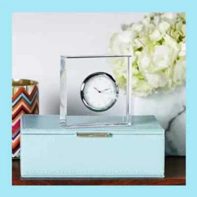 ANNA New York Viola Lucite Desk Clock “Your Time Is Now” New in Original Box - Image 1 of 3