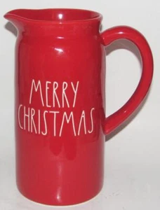 Rae Dunn Red Merry Christmas 9" Handled Pitcher by Magenta - Picture 1 of 7