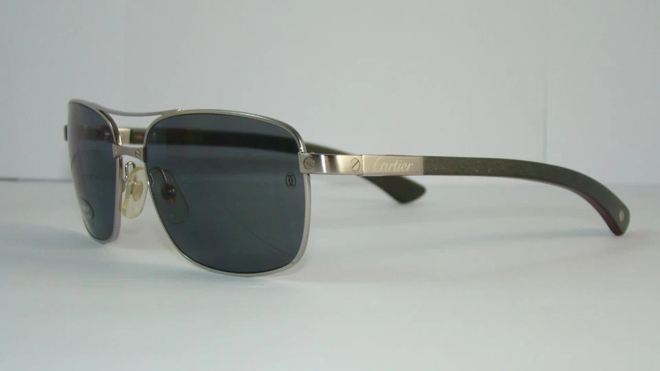 Gafas de sol SANTOS De CARTIER T8200783 gris-rojo madera de bubinga rutenio polarizadas Foto 1 de 1