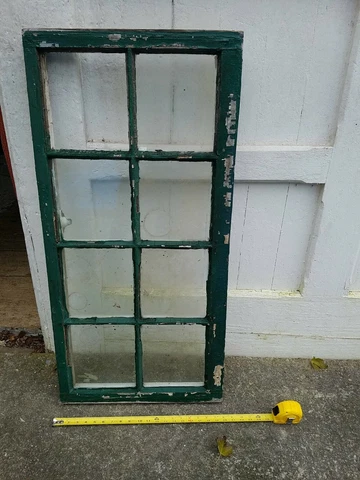 Window 8 Pane Antique 20 X 40 Inches Glass Vintage Cover