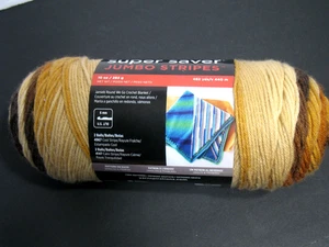 RED HEART SUPER SAVER JUMBO STRIPES LATTE STRIPE 482 YARDS 10 OZ ACRYLIC 1 SKEIN - Picture 1 of 3