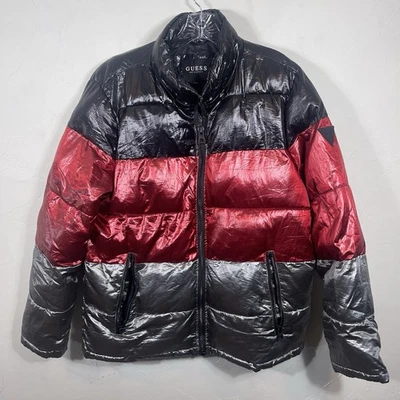 Guess Men’s Tricolor Puffer Coat Sz Lg No Hood - Image 1 of 4