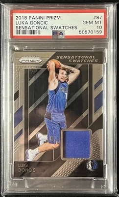 Prizm Luka Doncic 2018 Sensational Swatches parche radiocontrol novato PSA 10 Foto 1 de 2