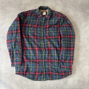 L.L.Bean Over Shirt Herren Large Fleece gefütterte Flanelljacke, grün blau - Bild 1 von 8