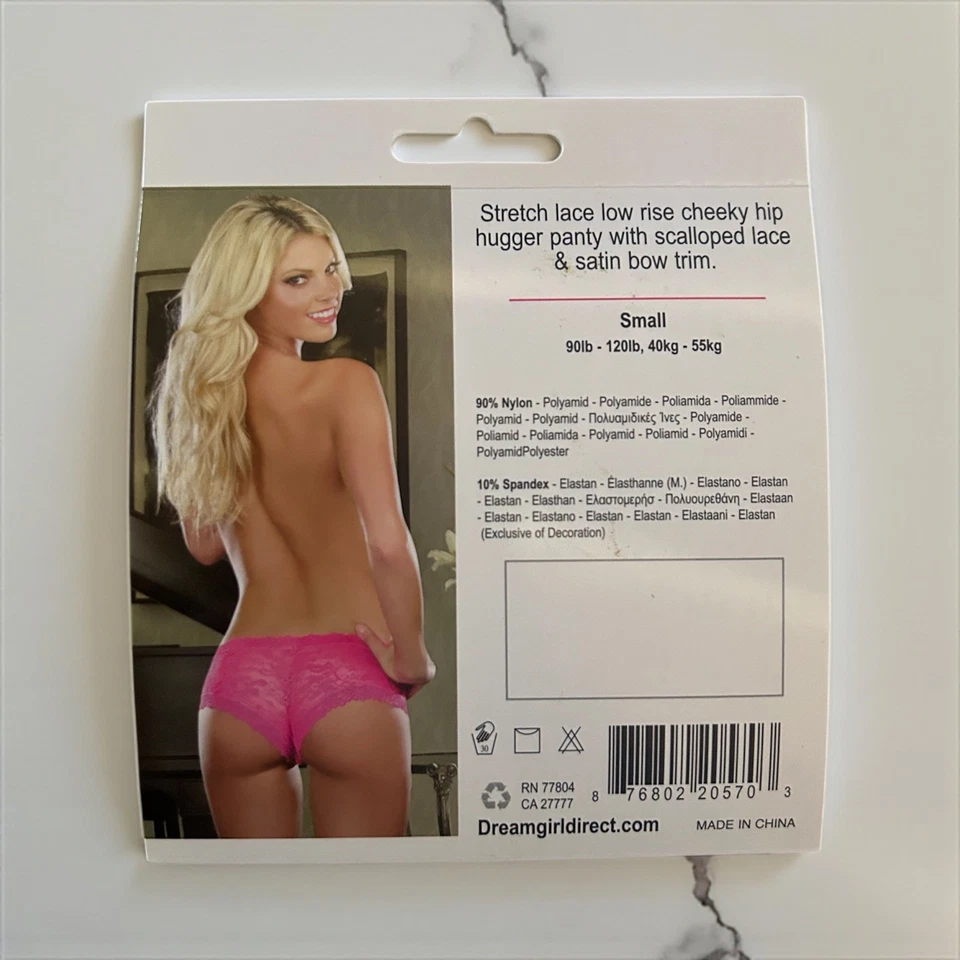 Panty de encaje Dreamgirl, rosa intenso, pequeño Foto 1 de 2