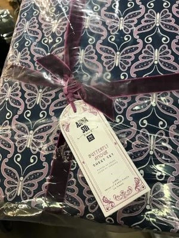 Juego de sábanas Pottery Barn Anna Sui Butterfly Amour Twin XL azul marino rosa 3p adolescente Foto 1 de 1