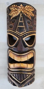 TIKI MASK WOOD 12" HAWAIIAN AFRICAN HOME DECOR TRIBAL BAR TROPICAL POLYNESIAN - Picture 1 of 4