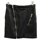 Dance & Marvel Womens Mini Skirt S Black Pocket Asymmetric Zipper Faux Leather