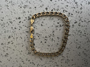 Solid Genuine 9ct Yellow Gold Mens 6mm Curb Link Bracelet 8.5" NOT SCRAP