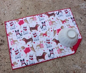 Valentine Day Dogs. & Heats Drying Mat 14'' x 21'' - Picture 1 of 1